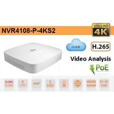 NVR IP a 8 Canali 4K&H.265 fino a 8MP 1HDD PoE - Dahua - NVR4108-P-4KS2 