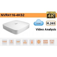 NVR IP 16 Canali 4K&H.265 fino a 8MP 1HDD - Serie Lite - Dahua - NVR4116-4KS2 