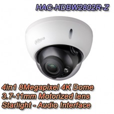 Telecamera Dahua 4in1 8MP Motorizzata Starlight Audio - HAC-HDBW2802R-Z 