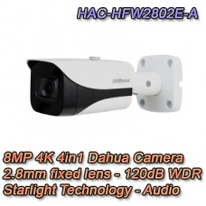 TELECAMERA DAHUA 8MP 4K 2.8MM STARLIGHT AUDIO - HAC-HFW2802E-A 