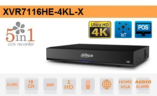 DVR 16 Canali HD CVI AHD TVI ANALOGICO IP 8MP 4K Dahua - XVR7116HE-4KL-X
